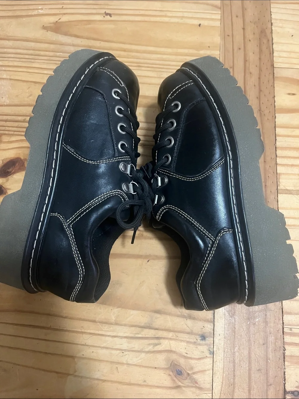 Soda Vintage Oxford Y2K  Black Platform Lace-Up Chunky